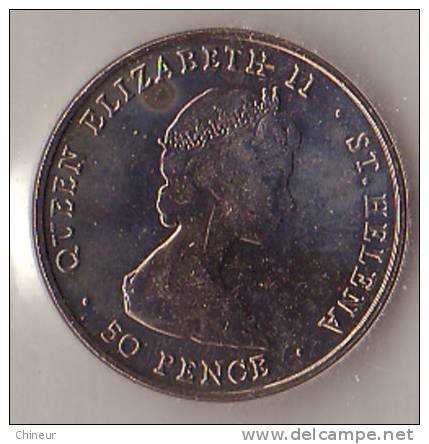 50  PENCE ARGENT PRINCE ANDREW ROYAL VISIT CROW 1984 - Sainte-Hélène