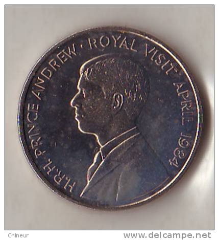 50  PENCE ARGENT PRINCE ANDREW ROYAL VISIT CROW 1984 - St. Helena