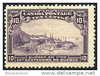 Canada 101 Mint Hinged 10c Quebec Tercentenary From 1908 - Neufs