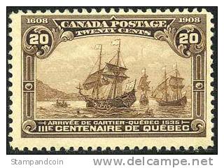 Canada 103 Mint Hinged 20c Quebec Tercentenary From 1908 - Ongebruikt