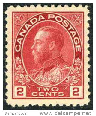 Canada 106 XF Mint Hinged 2c Carmine George V From 1911 - Neufs