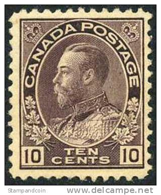 Canada 116 Mint Hinged 10c Plum George V From 1912 - Unused Stamps