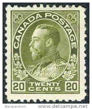 Canada 119 XF Mint Hinged 20c George V From 1912 - Unused Stamps