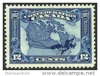 Canada 145 XF Mint Hinged 12c Map Of Canada From 1927 - Unused Stamps