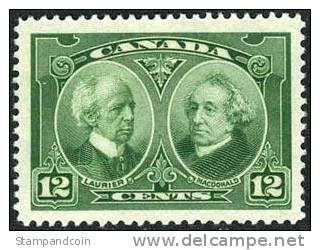 Canada 147 XF Mint Hinged 12c Laurier & Macdonald From 1927 - Neufs