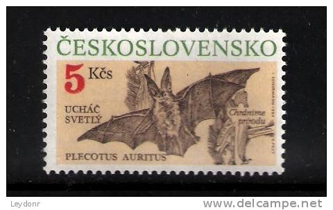 Czechoslovakia - Protected Animals - Plecotus Auritus - Bat - Scott 2807 MNH - Fledermäuse