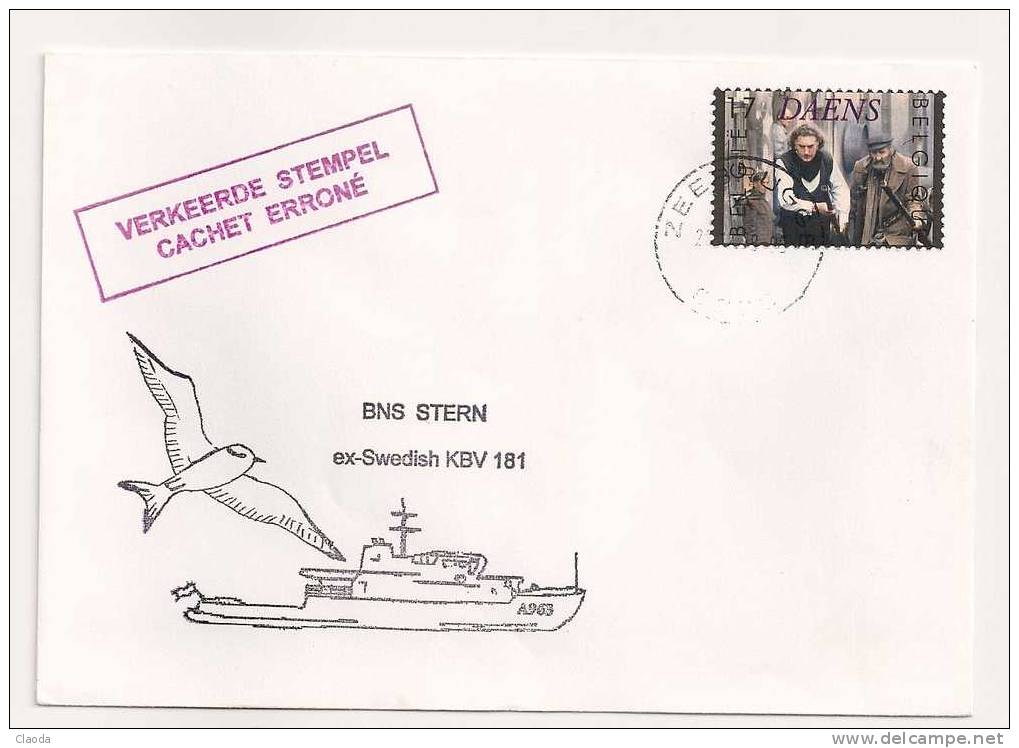 7289 Marine BELGE - Navire STERN Avec Griffe Cachet Erroné - Storia Postale