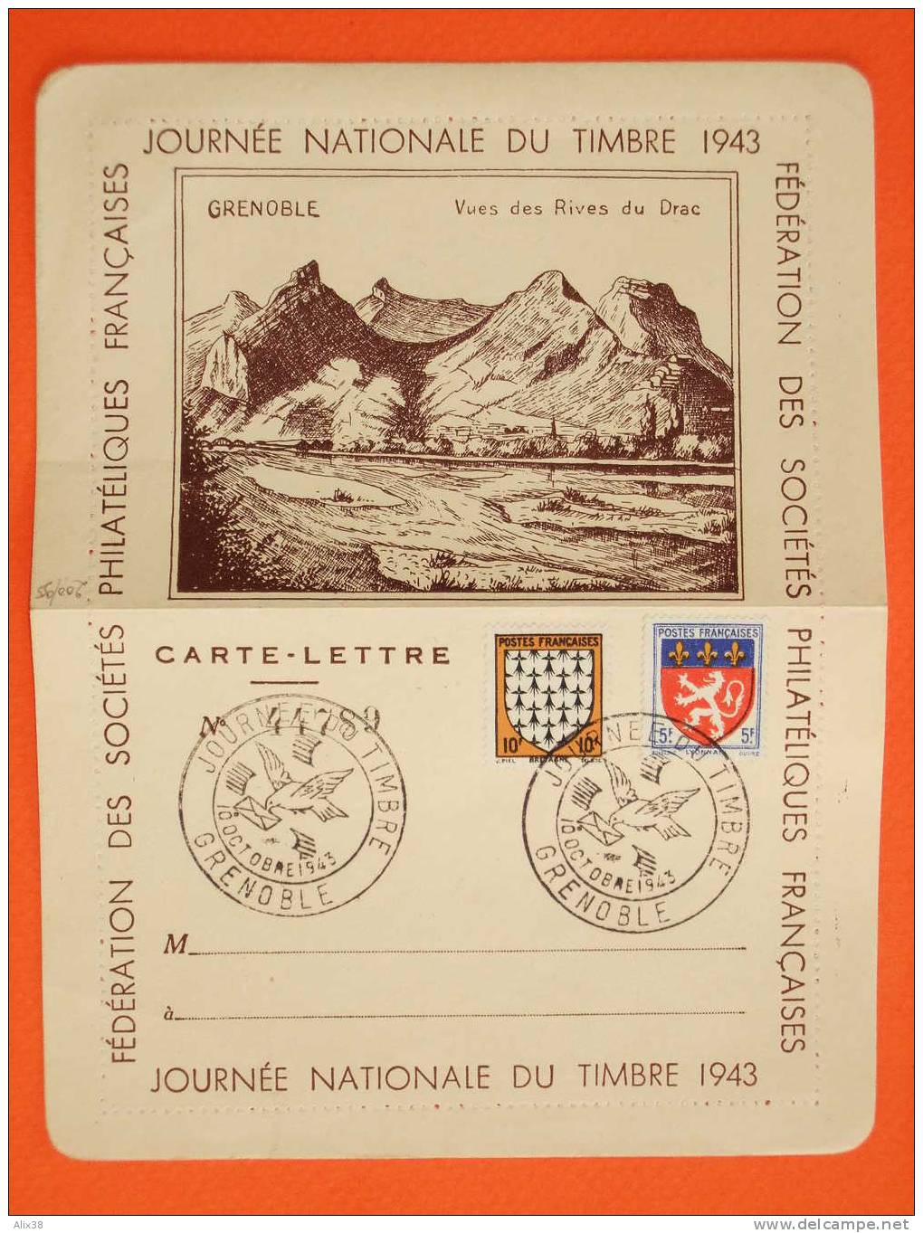 FRANCE 1943 JOURNEE DU TIMBRE Sur Carte-lettre.  Superbe - ....-1949