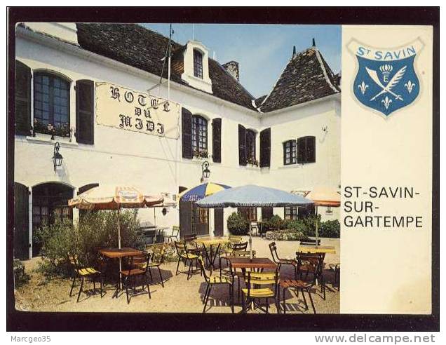 Saint Savin Sur Gartempe Hôtel Du Midi Restaurant Route Suisse Océan RN151 édit.combier  Belle Cpsm - Saint Savin