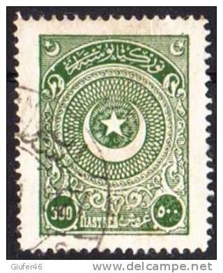 Turchia Stella E Mezzaluna 500 Pi.  Verde Grigio- Obliterato - 1920-21 Kleinasien