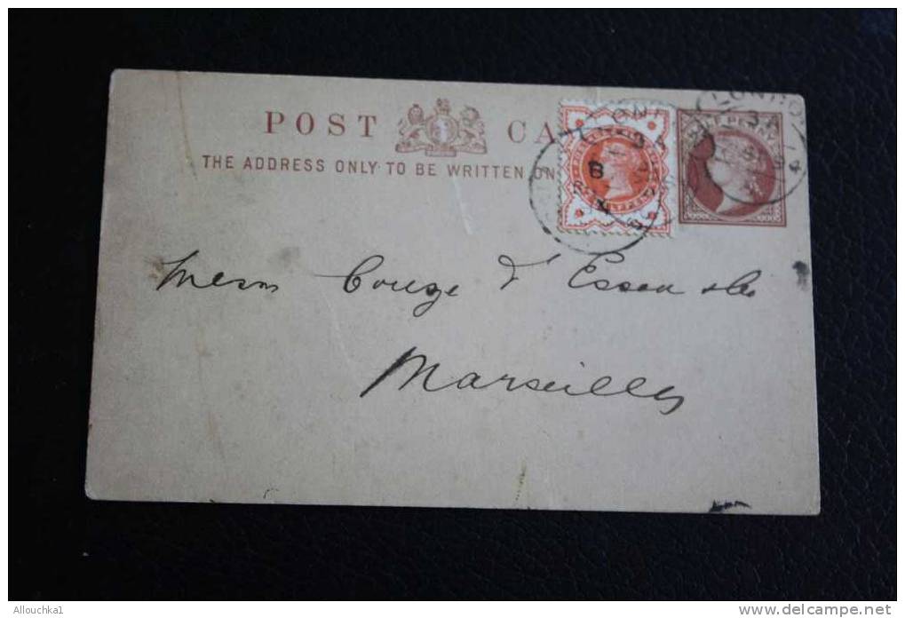 21-05-1894 ENTIER POSTAUX + TIMBRE AJOUTé MARCOPHILIE CARTE POSTKARTE  CARD  OF LONDON ENGLAND ROYAUME UNI GREAT BRITAIN - Stamped Stationery, Airletters & Aerogrammes