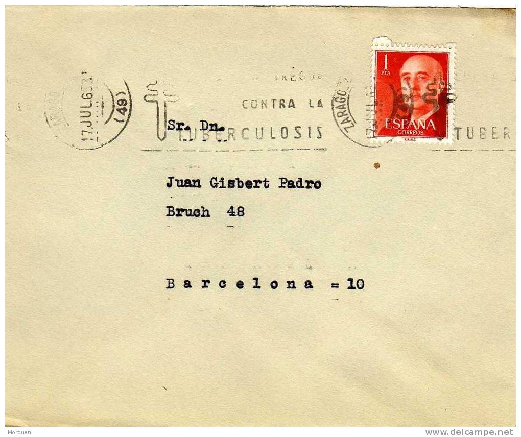 Carta Zaragoza 1965. Fechador Contra Tuberculosis - Brieven En Documenten