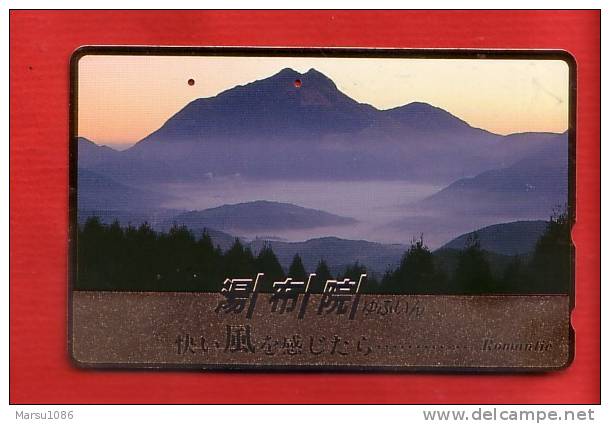 Japan Japon Telefonkarte Télécarte Phonecard Goldeffekt Sonnenuntergang  Nr. 110 - 011 - Mountains