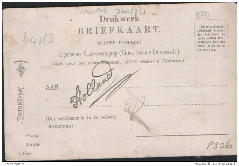 IJMUIDEN KLEINE SCHUTSLUIS HARBOUR DOCKS  Netherlands UNDIVIDED BACK HOLLAND UNUSED 1901 BRIEFKAART - IJmuiden