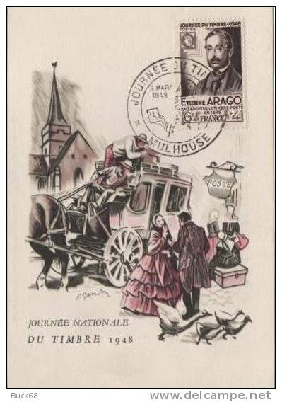 FRANCE  794 FDC Premier Jour Carte Journée Nationale Du Timbre 1948 MULHOUSE ARAGO (CV 30 €) - ....-1949