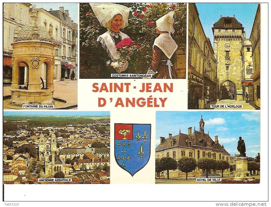 17. SAIN-JEAN D´ANGELY / Jolie CPM Multivues Diversifiée (5) COSTUME, FONTAINE ..../ Circulée 1995/ TBE - Saint-Jean-d'Angely