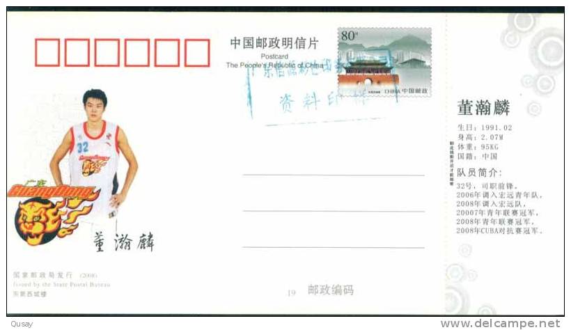 Dong Hanling - Player  - Guangdong Hongyan Basketball Team , Prepaid Card, Postal Stationery - Basketball