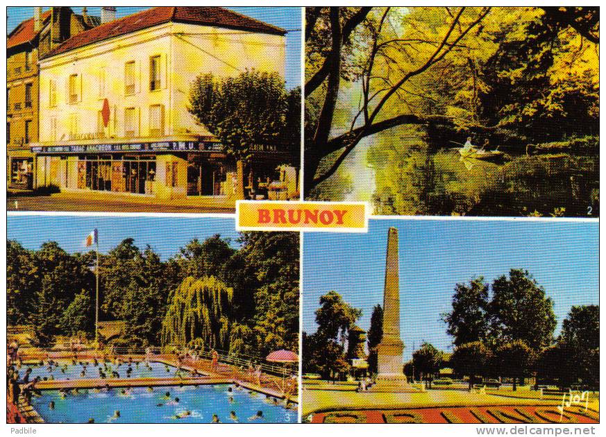 Carte Postale 91. Brunoy Tabac-PMU "Anacréon"  La Piscine  La Pyramide Trés Beau Plan - Brunoy