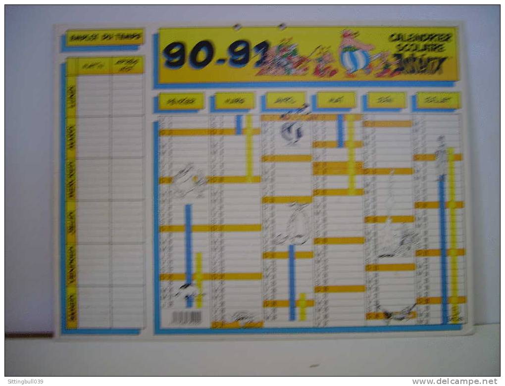 ASTERIX. CALENDRIER SCOLAIRE. CALENDRIER DE BUREAU. Année 1990/91. 1990 ED ALBERT RENE/GOSCINNY-UDERZO. - Agendas