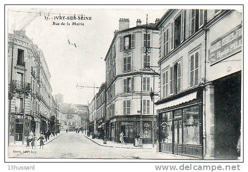 Carte Postale Ancienne Ivry Sur Seine - Rue De La Mairie - Bureau De Tabacs - Ivry Sur Seine