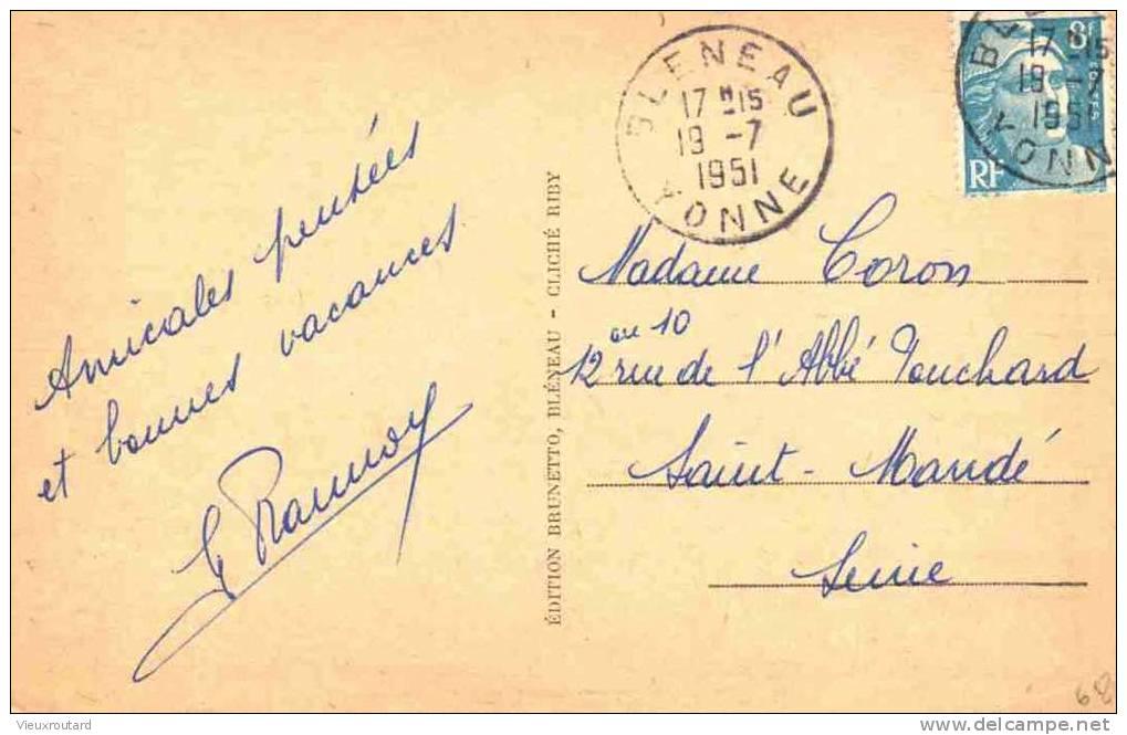 CPA. BLENEAU. LE CHATEAU. DATEE 1951. - Bleneau