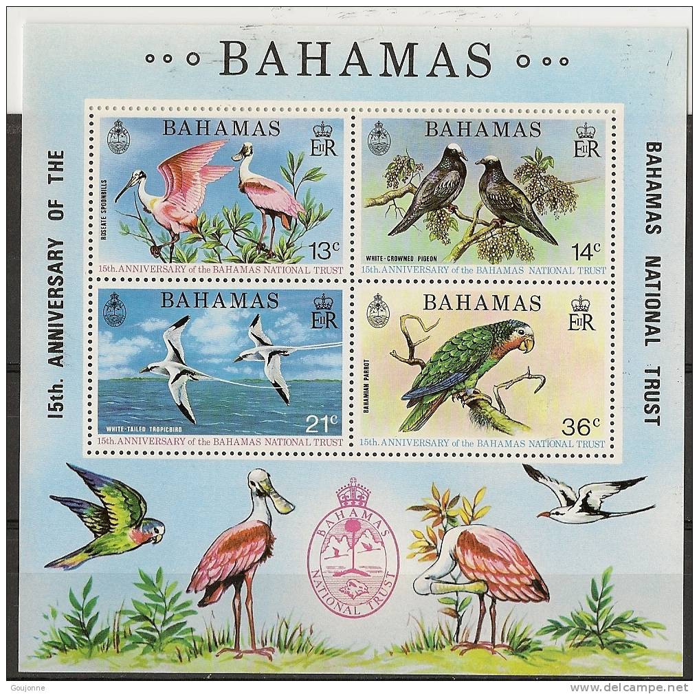 BAHAMAS   15é Anniversaire Du Patrimoine National Des Bahamas Oiseaux Indigènes BF 11** - Perroquets & Tropicaux