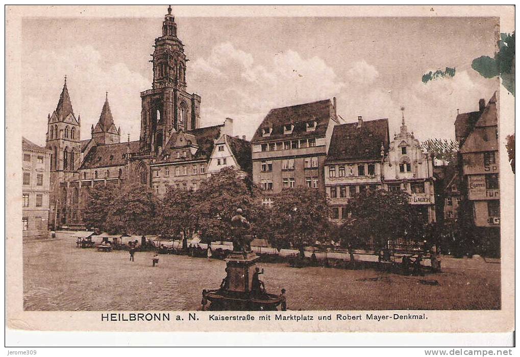 ALLEMAGNE - HEILBRONN - CPA - Kaiserstrabe Mit Marktplatz Und Robert Mayer-Denkmal - Heilbronn