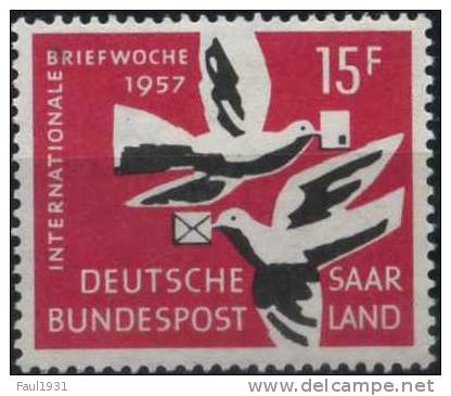 PIA - SARRE - 1957 : Semaine Internationale De La Lettre écrite  - (Yv 390) - Unused Stamps