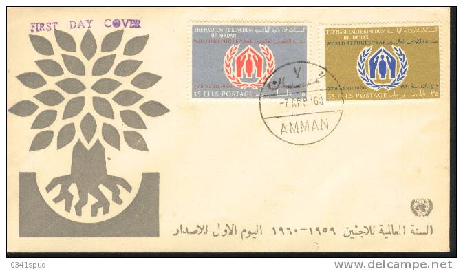 1960  Jordanie  FDC  ONU Année Mondiale Du Refugié   World Refugee Year - Vluchtelingen