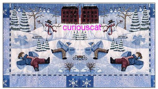 SINGLE LUNCH SIZE PAPER NAPKINS PAPIER SERVIETTE TOVAGLIOLIO CHILDREN PLAYING SNOW ANGELS - Tovaglioli Con Motivi