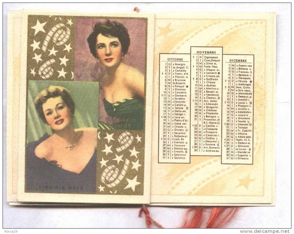 CALENDARIETTO 1953 ATTORI: LINDA CHRISTIAN - LOLLOBRIGIDA - ELIZABETH TAYLOR - S.HAYWARD - JANE RUSSEL ( K459 ) - Petit Format : 1941-60