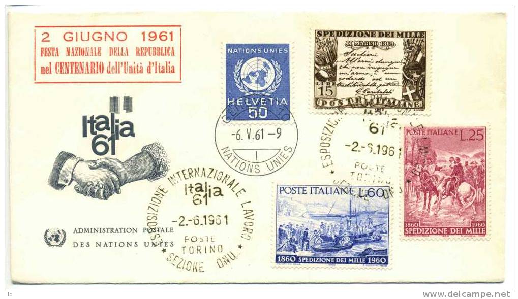 ITALY - 1961 ONU COVER - Maximum Cards