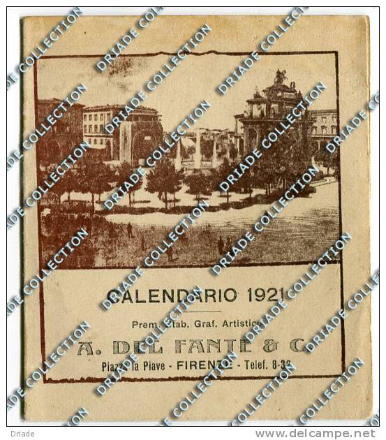 CALENDARIETTO PUBBLICITA LITOGRAFIA E TIPOGRAFIA A. DEL FANTE FIRENZE ANNO 1921 - Kleinformat : 1921-40