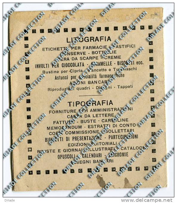 CALENDARIETTO PUBBLICITA LITOGRAFIA E TIPOGRAFIA A. DEL FANTE FIRENZE ANNO 1921 - Small : 1921-40