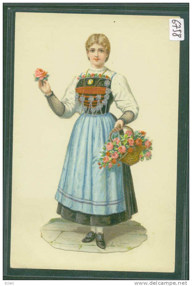 FEMME EN COSTUME FOLKLORIQUE COLLEE SUR LA CARTE   - TB - Altri & Non Classificati