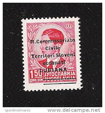 LUBIANA - Occupazione Jugoslavia - 1941: Valore 1,50 D. Soprastampato Come Da Scansione - Nuovo, Con T.l. -ottime Cond. - Lubiana