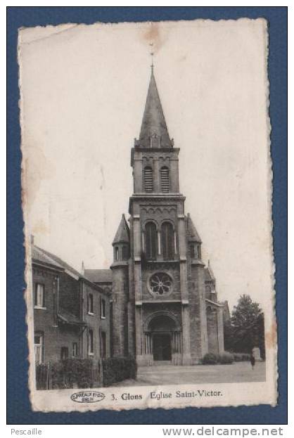 LIEGE - BASSENGE - CP GLONS - EGLISE SAINT VICTOR - O. PREAUX ET Cie GHLIN - EDIT. PAR J. DECRESSON DEJARDIN GLONS - Bassenge