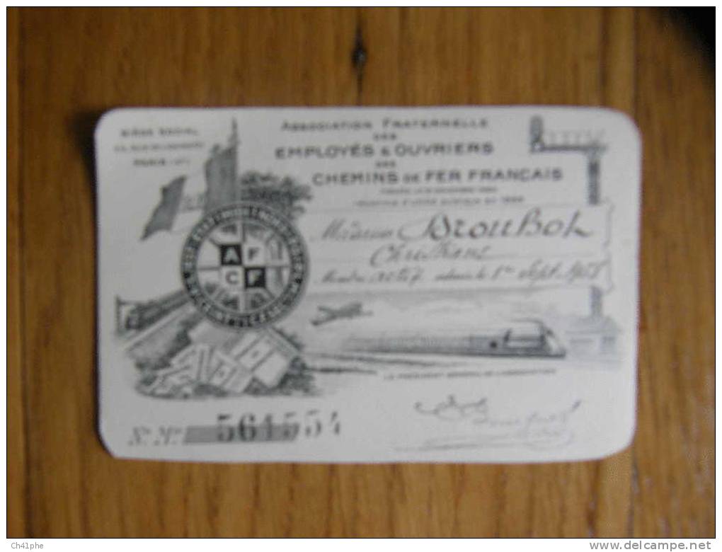 ASSOCIATION FRATERNELLE DES EMPLOYES ET OUVRIERS DUE CHEMINS DE FER / CARTE DE MEMBRE ANNE 1938 - Otros & Sin Clasificación