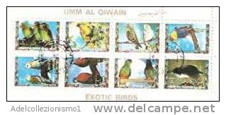 31699)foglio Commemorativo Serie  Uccelli Di 8 Valori  + Annullo - Umm Al-Qiwain