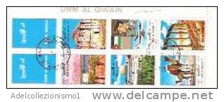 31709)foglio Commemorativo Località Del Posto Di 8 Valori + Annullo - Umm Al-Qiwain