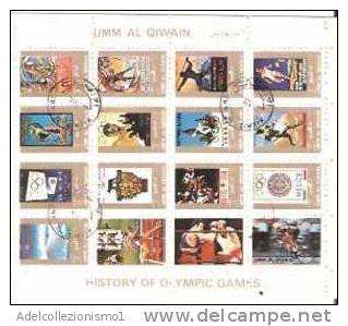 31713)foglio Commemorativo Serie Sport Olimpiadi  Di 16 Valori + Annullo - Umm Al-Qiwain