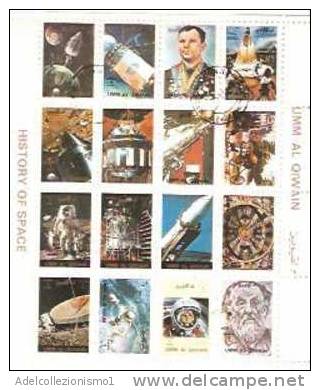 31723)foglio Commemorativo Serie Hystory Of Space Di 16 Valori + Annullo - Umm Al-Qiwain