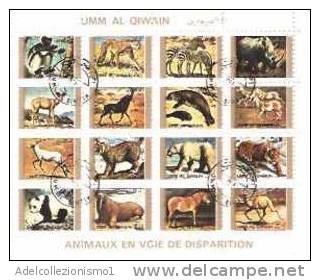 31726)foglio Commemorativo Serie Animali Di 16 Valori + Annullo - Umm Al-Qiwain