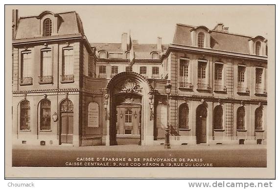 75 PARIS CAISSE CENTRALE D´EPARGNE RUE COQ HERON - Banken