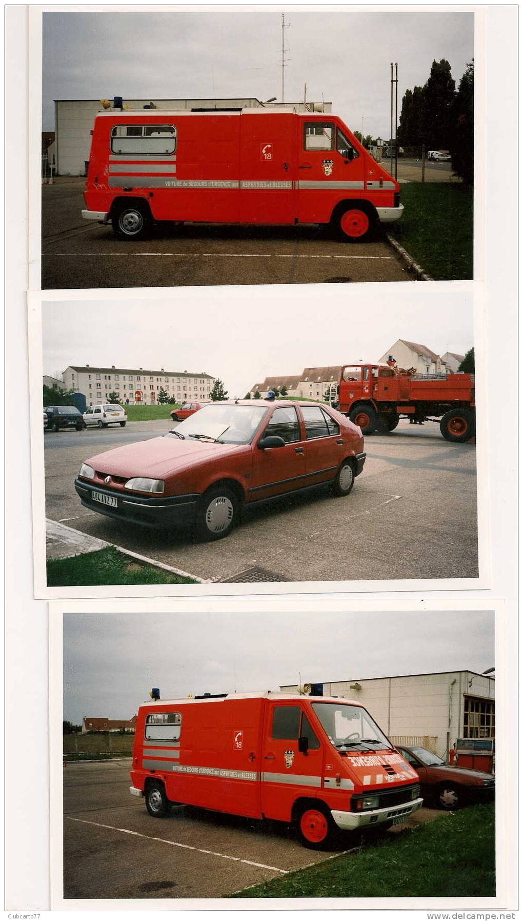 La Chapelle-la-Reine (77) :  Lot 1 De 3 Photos Camion De Pompier Au Garage De La Caserne En 1999  PHOTO RARE. - La Chapelle La Reine