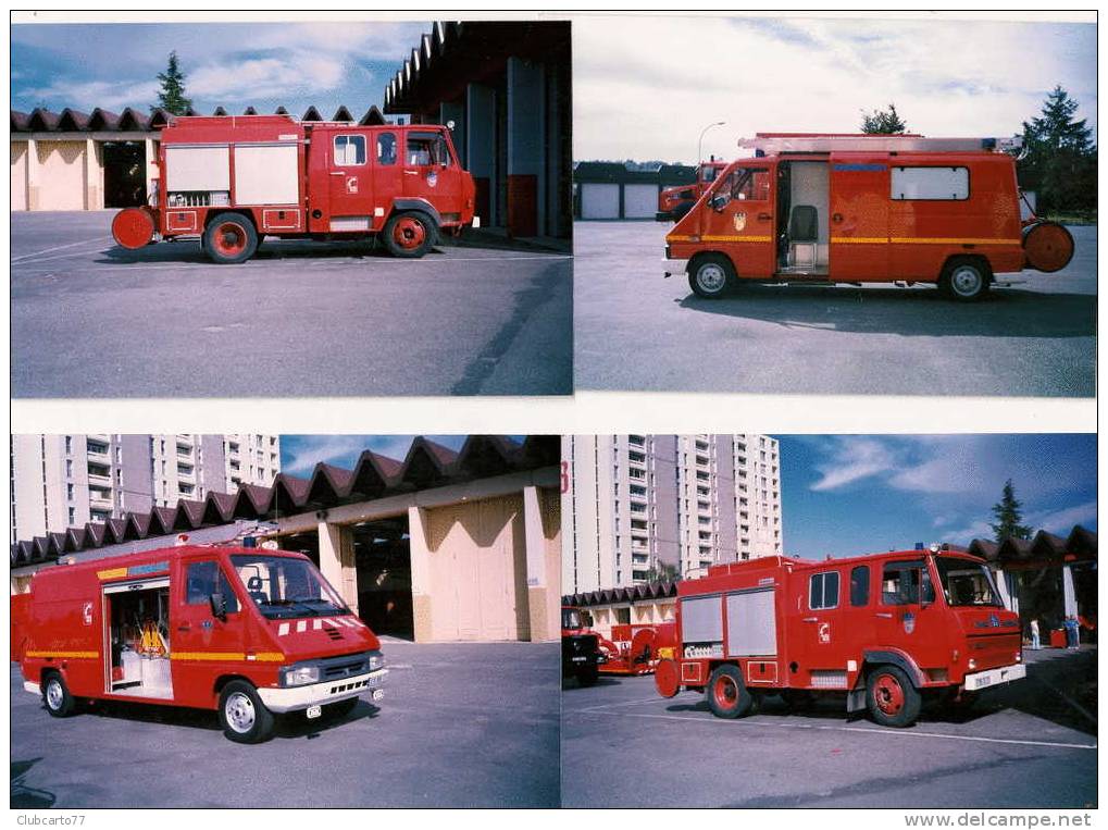 Melun (77) : Lot 2 De 4 Photos De Camion De Pompier à La Caserne Tour 18 En 2000  PHOTO RARE. - Melun