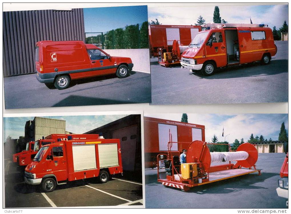 Melun (77) : Lot 3 De 4 Photos De Camion De Pompier à La Caserne Tour 18 En 2000  PHOTO RARE. - Melun