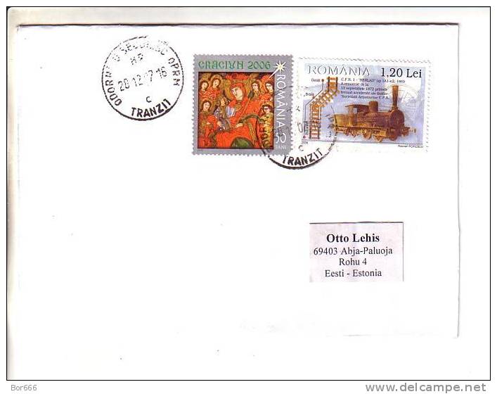 GOOD ROMANIA Postal Cover To ESTONIA 2008 - Good Stamped: Christmas; Railway - Briefe U. Dokumente