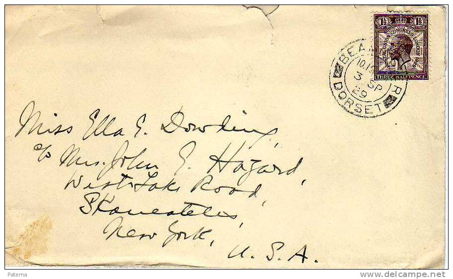 Carta ,BEAMINSTER - DORSET (Inglaterra) 1929, Cover,lettre - Briefe U. Dokumente