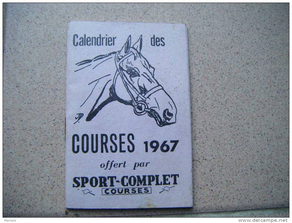 Calendrier Des Courses 1967 Offert Par Sport-complet -courses-pub Biere Rinck-berteil Chapelier -cafe Le Bergerac- - Autres & Non Classés